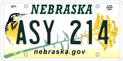 NE license plate ASY214