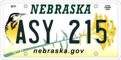 NE license plate ASY215