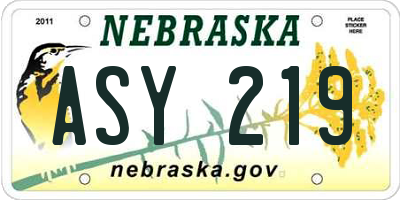 NE license plate ASY219