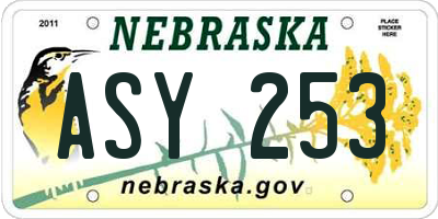 NE license plate ASY253