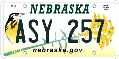 NE license plate ASY257