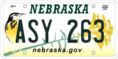NE license plate ASY263