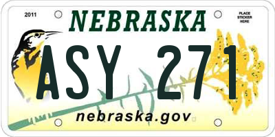NE license plate ASY271