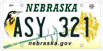 NE license plate ASY321