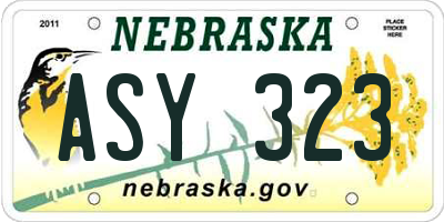 NE license plate ASY323