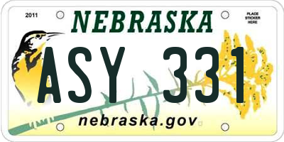 NE license plate ASY331