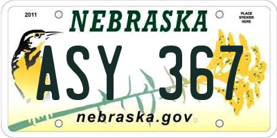 NE license plate ASY367
