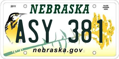 NE license plate ASY381