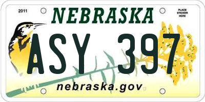 NE license plate ASY397