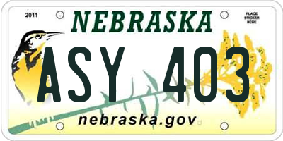 NE license plate ASY403