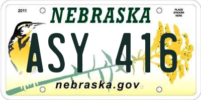 NE license plate ASY416