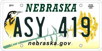 NE license plate ASY419