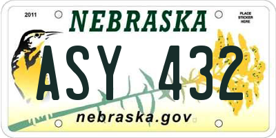 NE license plate ASY432