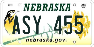 NE license plate ASY455