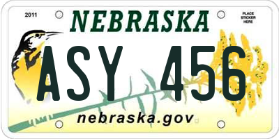 NE license plate ASY456