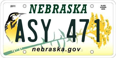 NE license plate ASY471