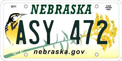 NE license plate ASY472