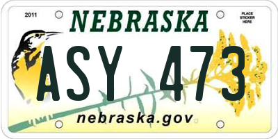 NE license plate ASY473