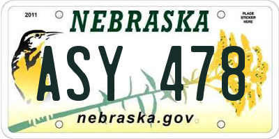NE license plate ASY478