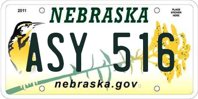 NE license plate ASY516