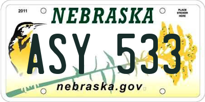 NE license plate ASY533