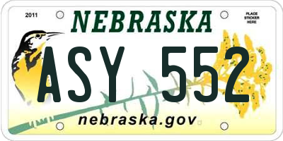 NE license plate ASY552