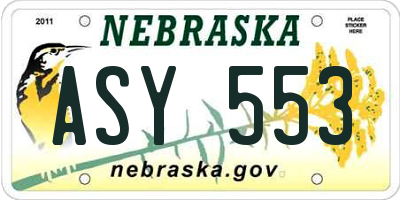 NE license plate ASY553