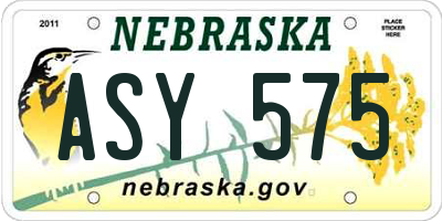 NE license plate ASY575