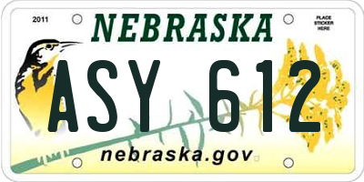 NE license plate ASY612
