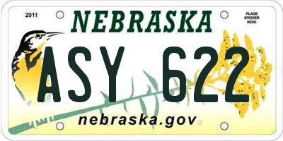 NE license plate ASY622