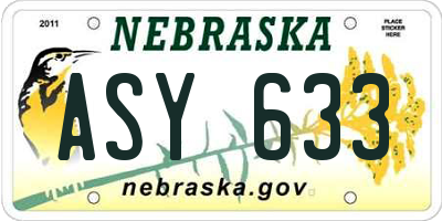 NE license plate ASY633