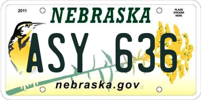 NE license plate ASY636
