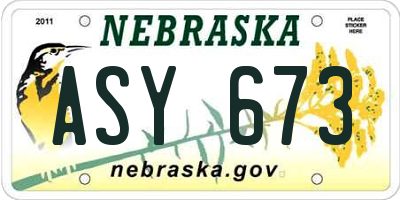 NE license plate ASY673
