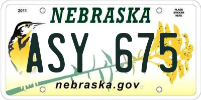 NE license plate ASY675