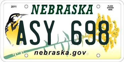 NE license plate ASY698
