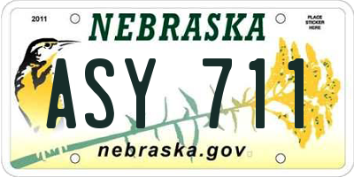 NE license plate ASY711