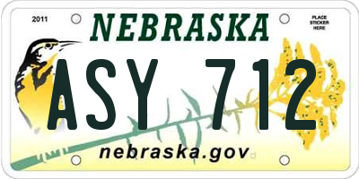 NE license plate ASY712