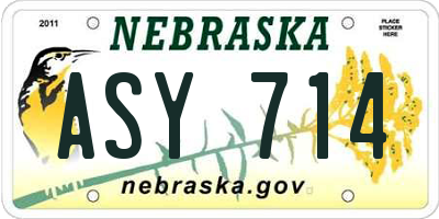 NE license plate ASY714