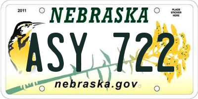 NE license plate ASY722