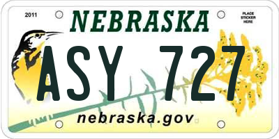 NE license plate ASY727