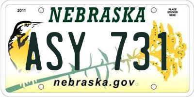 NE license plate ASY731
