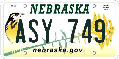 NE license plate ASY749
