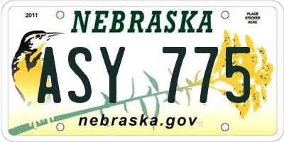 NE license plate ASY775