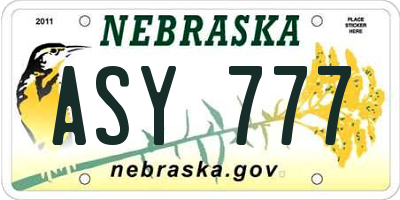 NE license plate ASY777