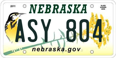NE license plate ASY804