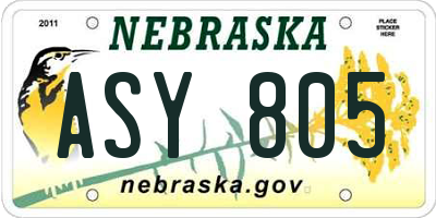 NE license plate ASY805
