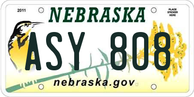 NE license plate ASY808