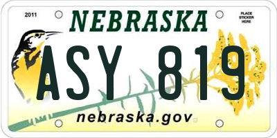 NE license plate ASY819