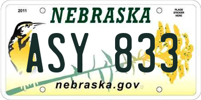 NE license plate ASY833