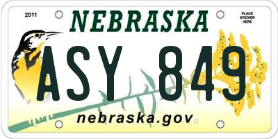 NE license plate ASY849